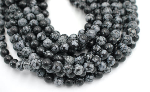 Snowflake Obsidian Gemstone Beads, 8mm, Round